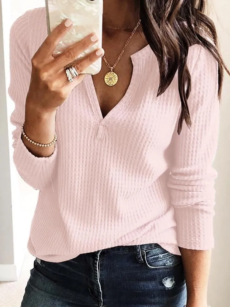 Stunncal V-Neck Solid Color T-Shirt (16 colors)