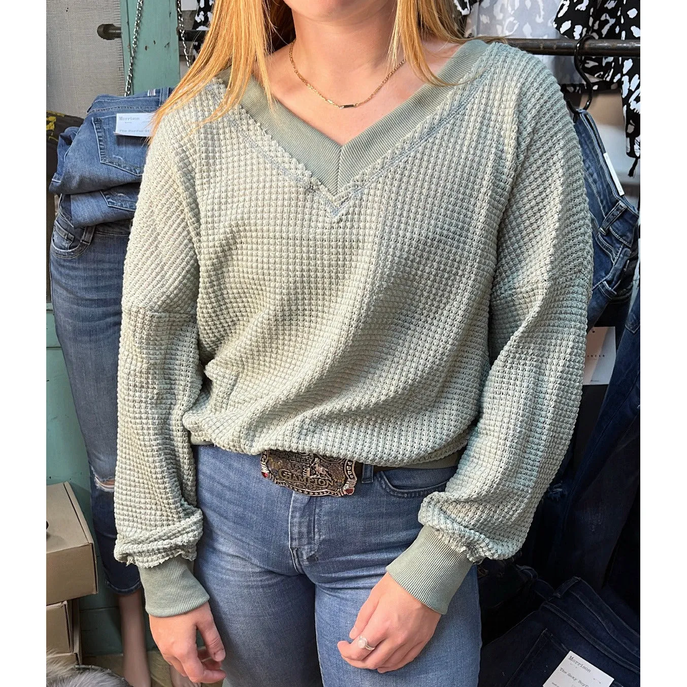 The Holly Waffle Top