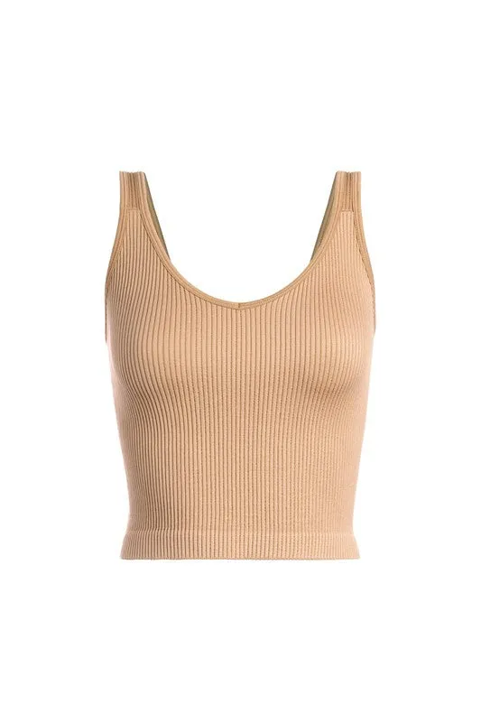 Thick Rib V-Neck Sleeveless Tank Top