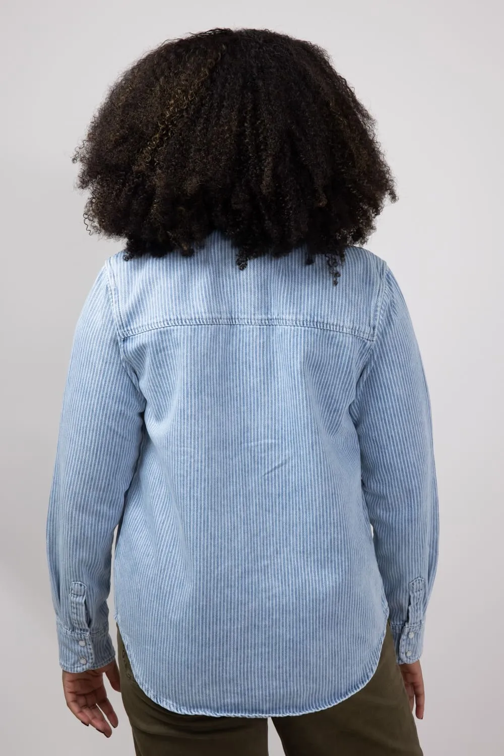 Thread & Supply Pippins Striped Jacket for Women in Light Denim | J2455BDTS-DENIMSTRIPE