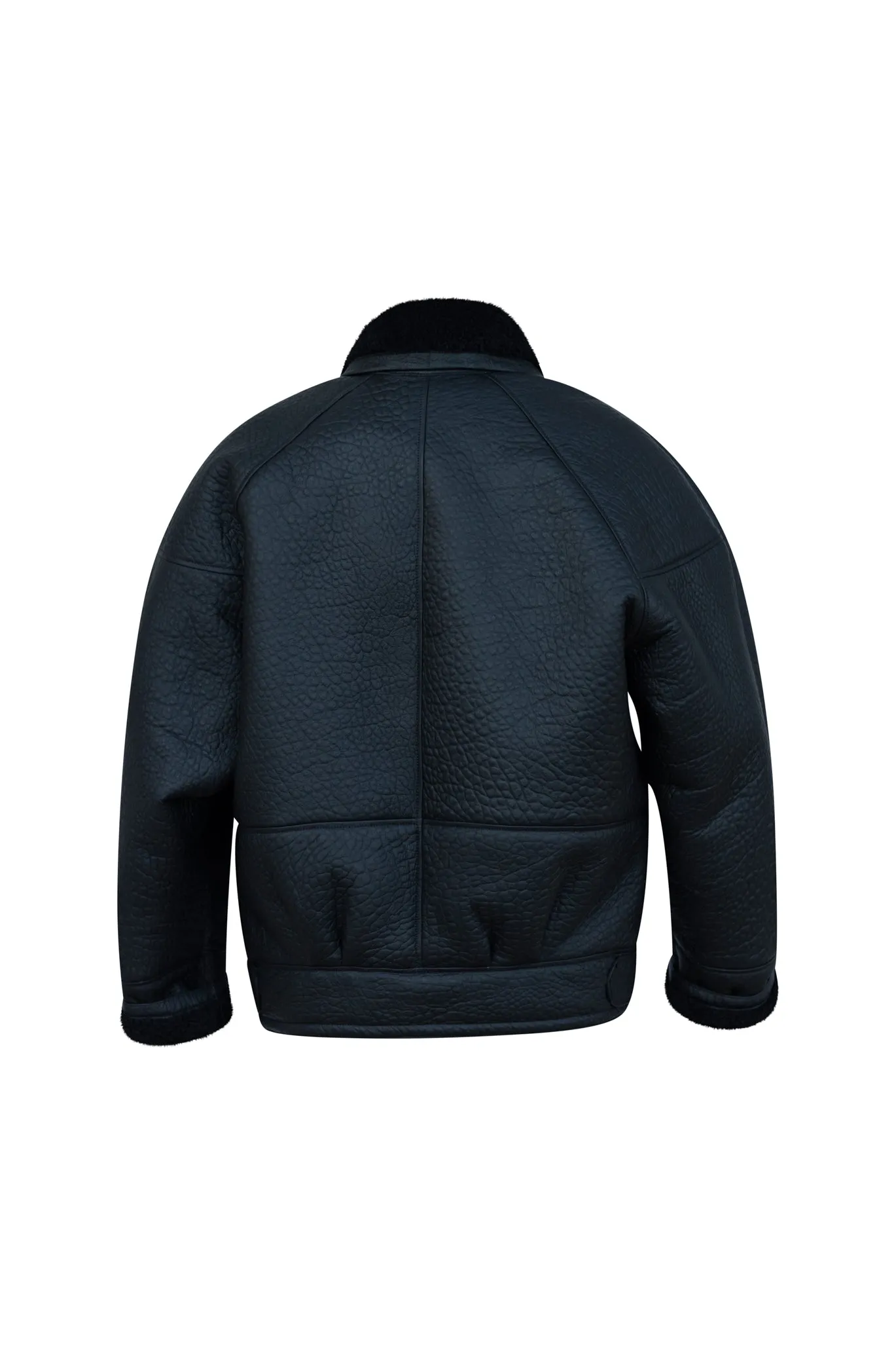 TIMOTHY Shearling Leather Jacket in Noir