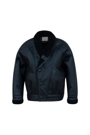 TIMOTHY Shearling Leather Jacket in Noir
