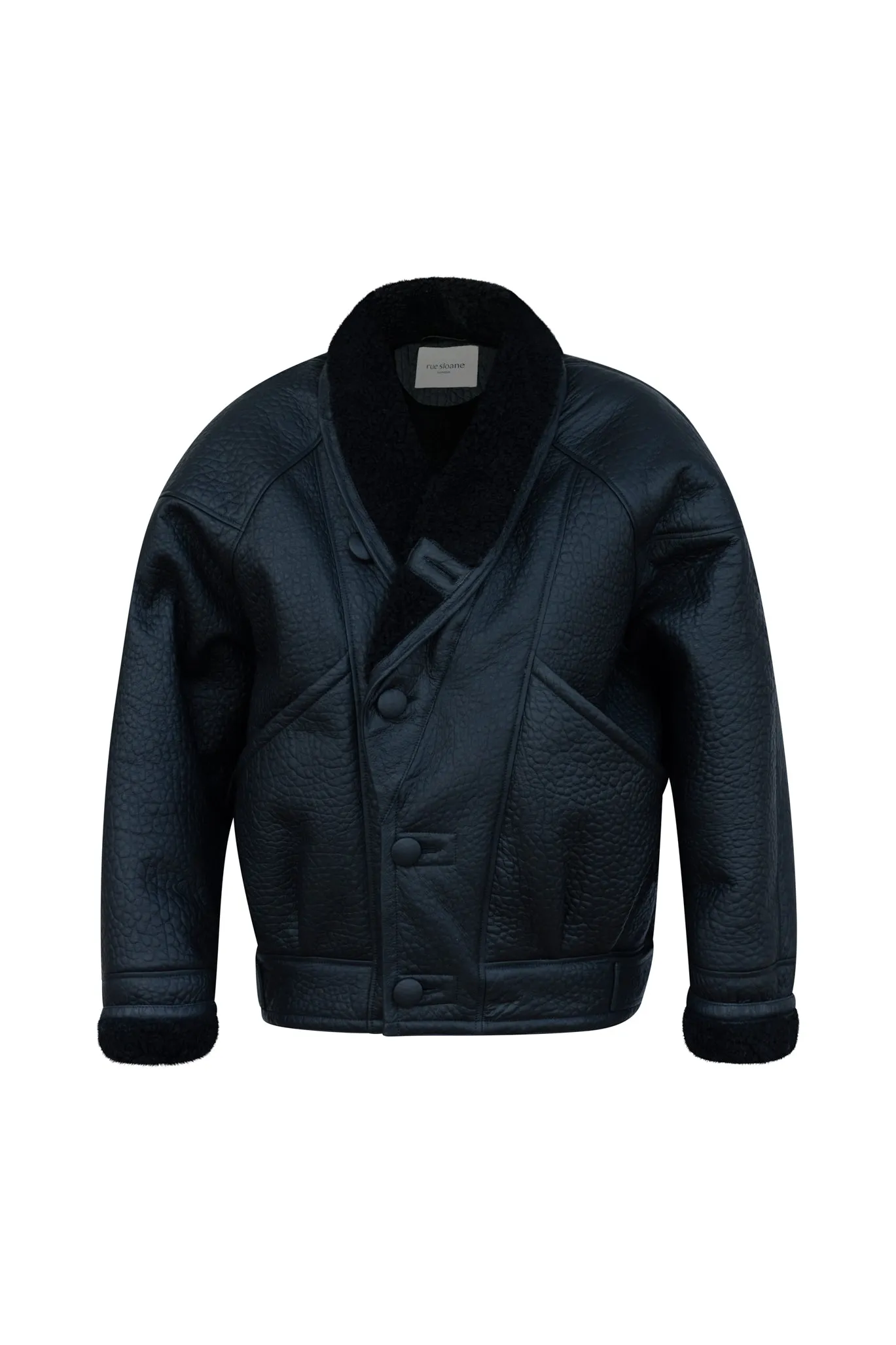TIMOTHY Shearling Leather Jacket in Noir