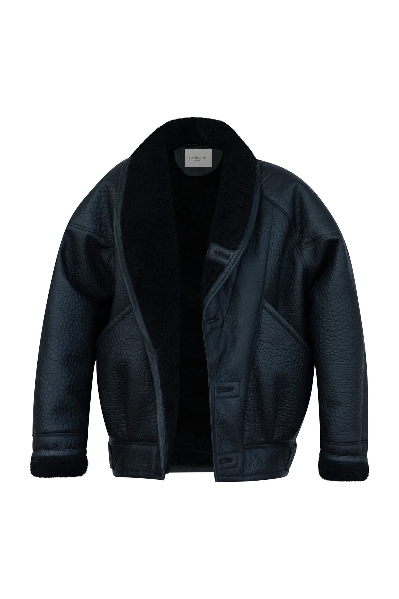TIMOTHY Shearling Leather Jacket in Noir