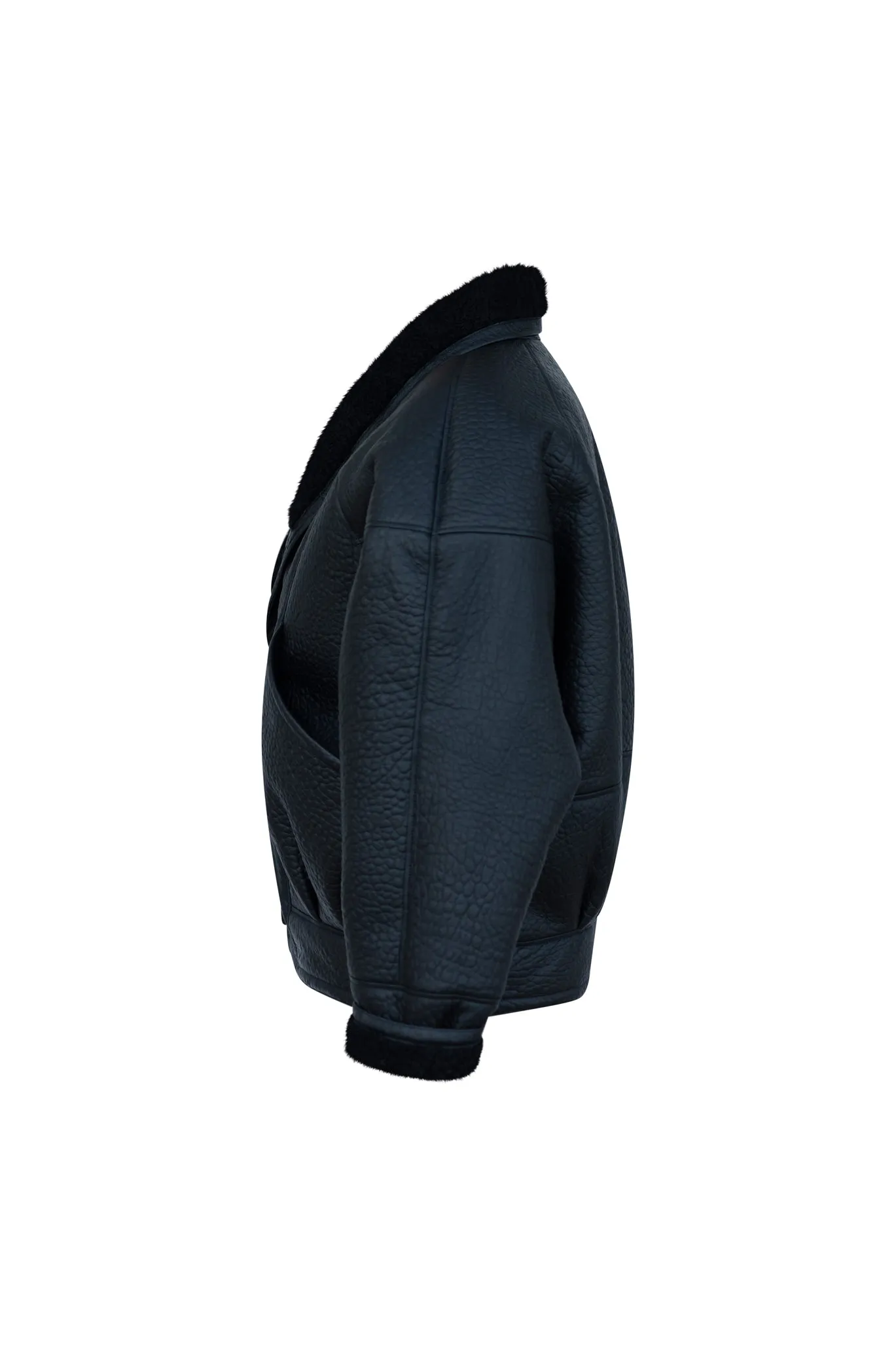 TIMOTHY Shearling Leather Jacket in Noir