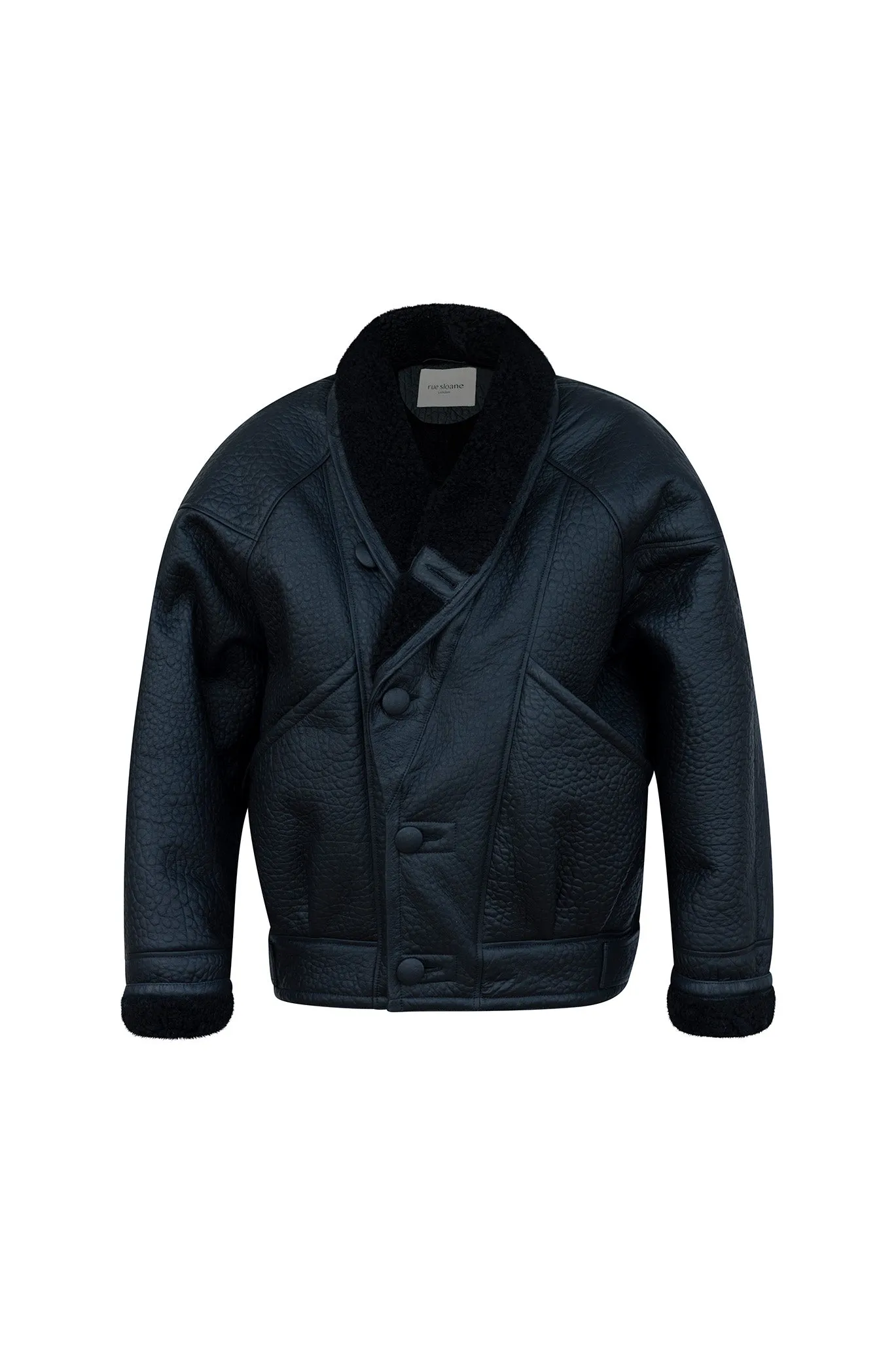 TIMOTHY Shearling Leather Jacket in Noir
