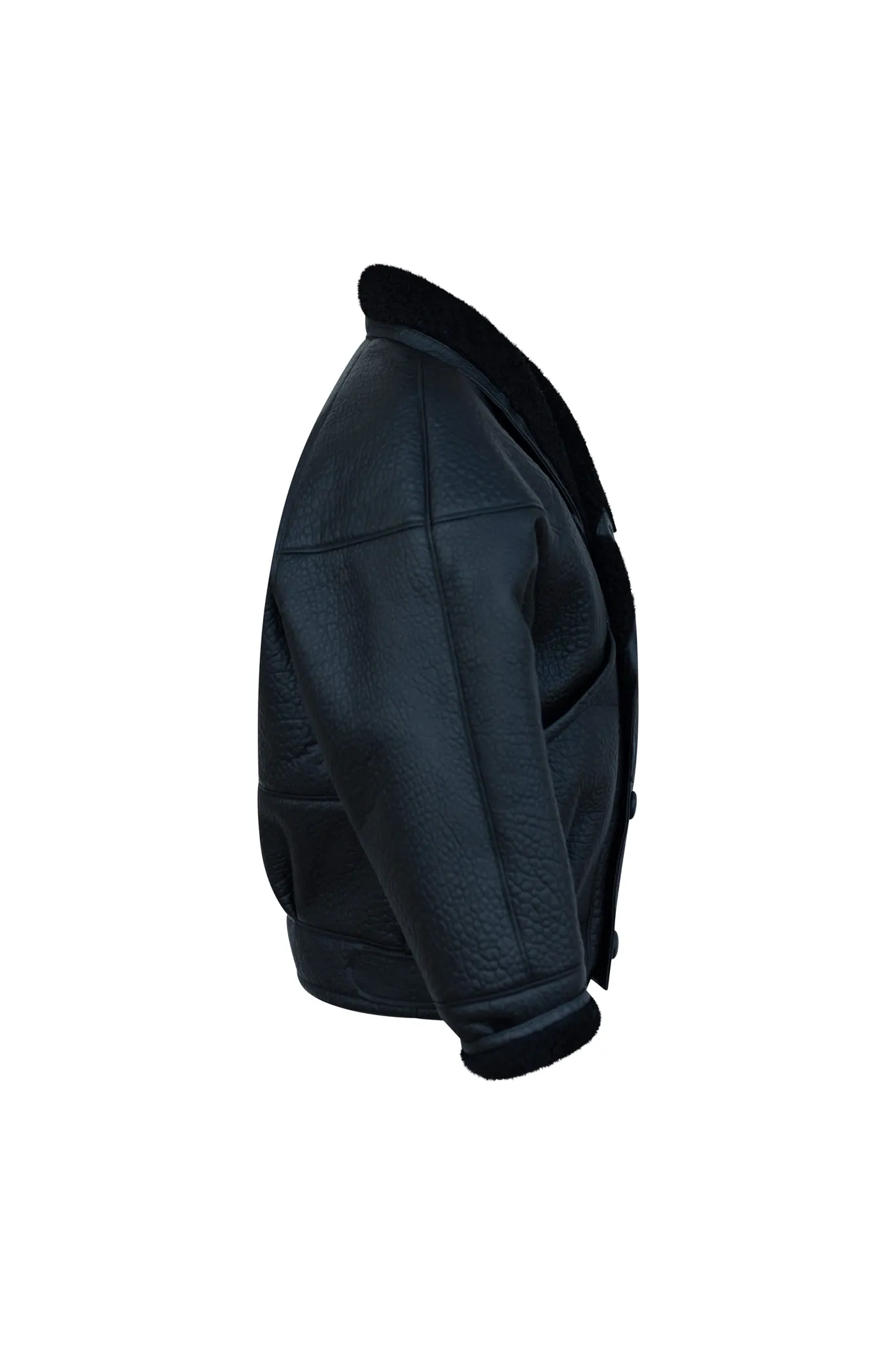 TIMOTHY Shearling Leather Jacket in Noir