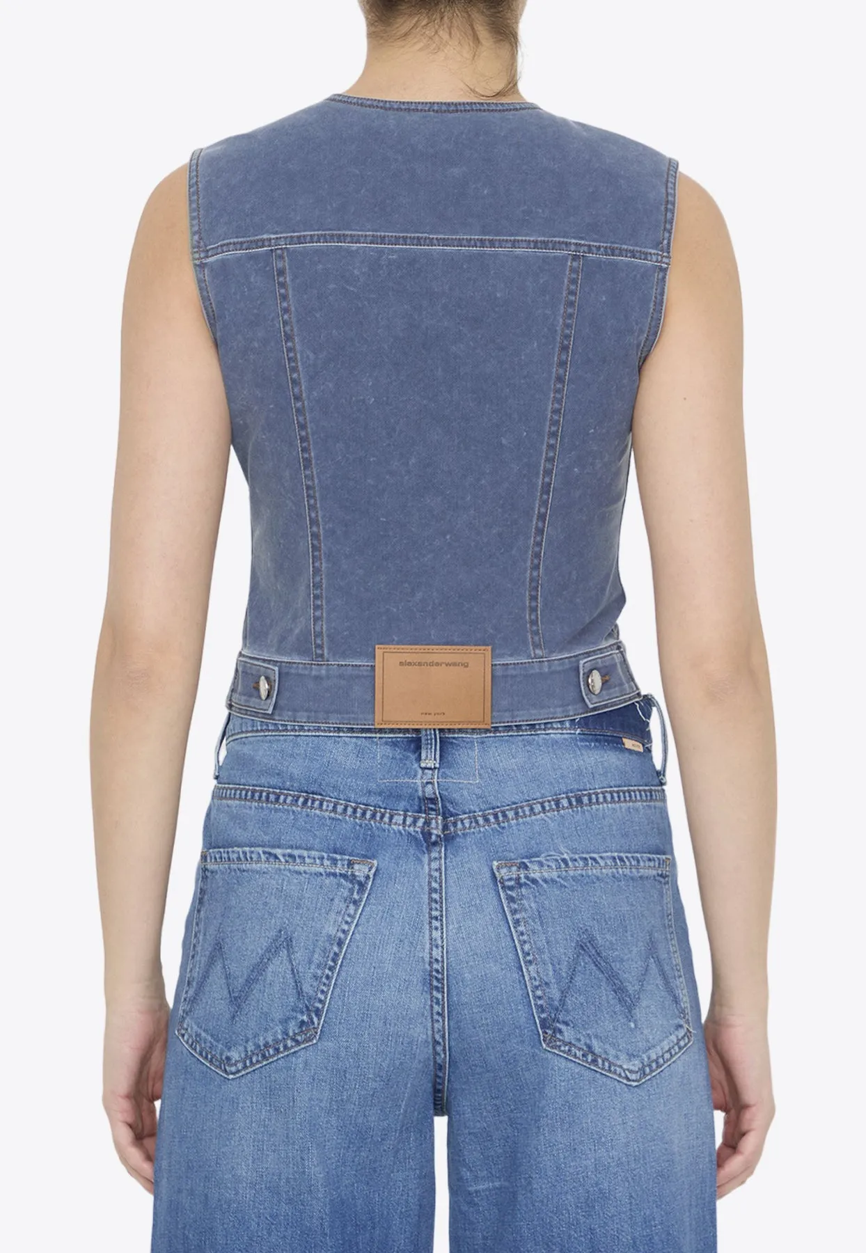 Trompe-L'oeil Denim Cropped Vest
