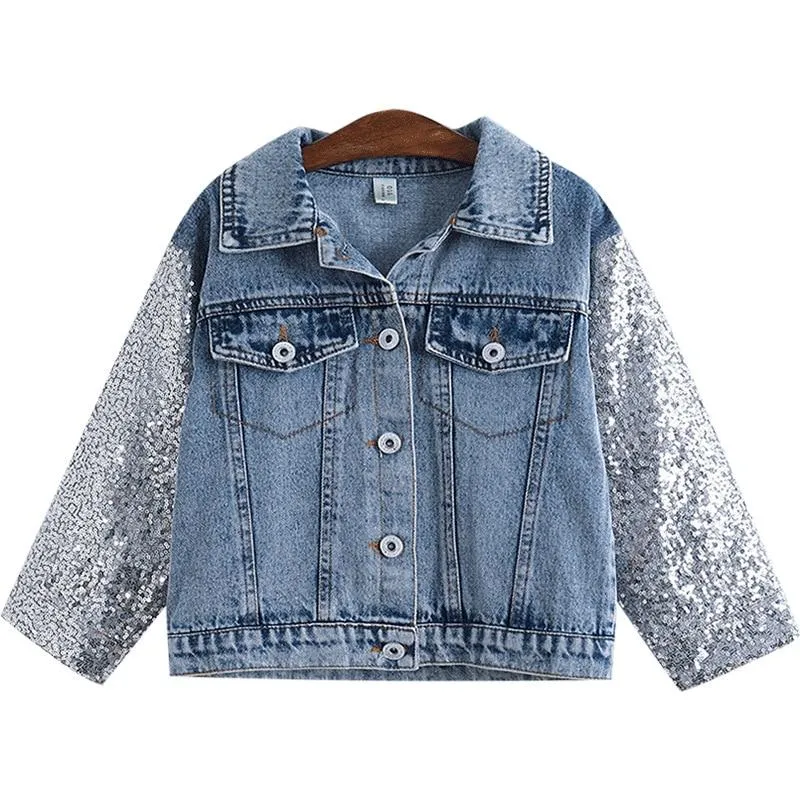 Unicorn Denim Jacket With Sequin Sleeves - Priority Shipping