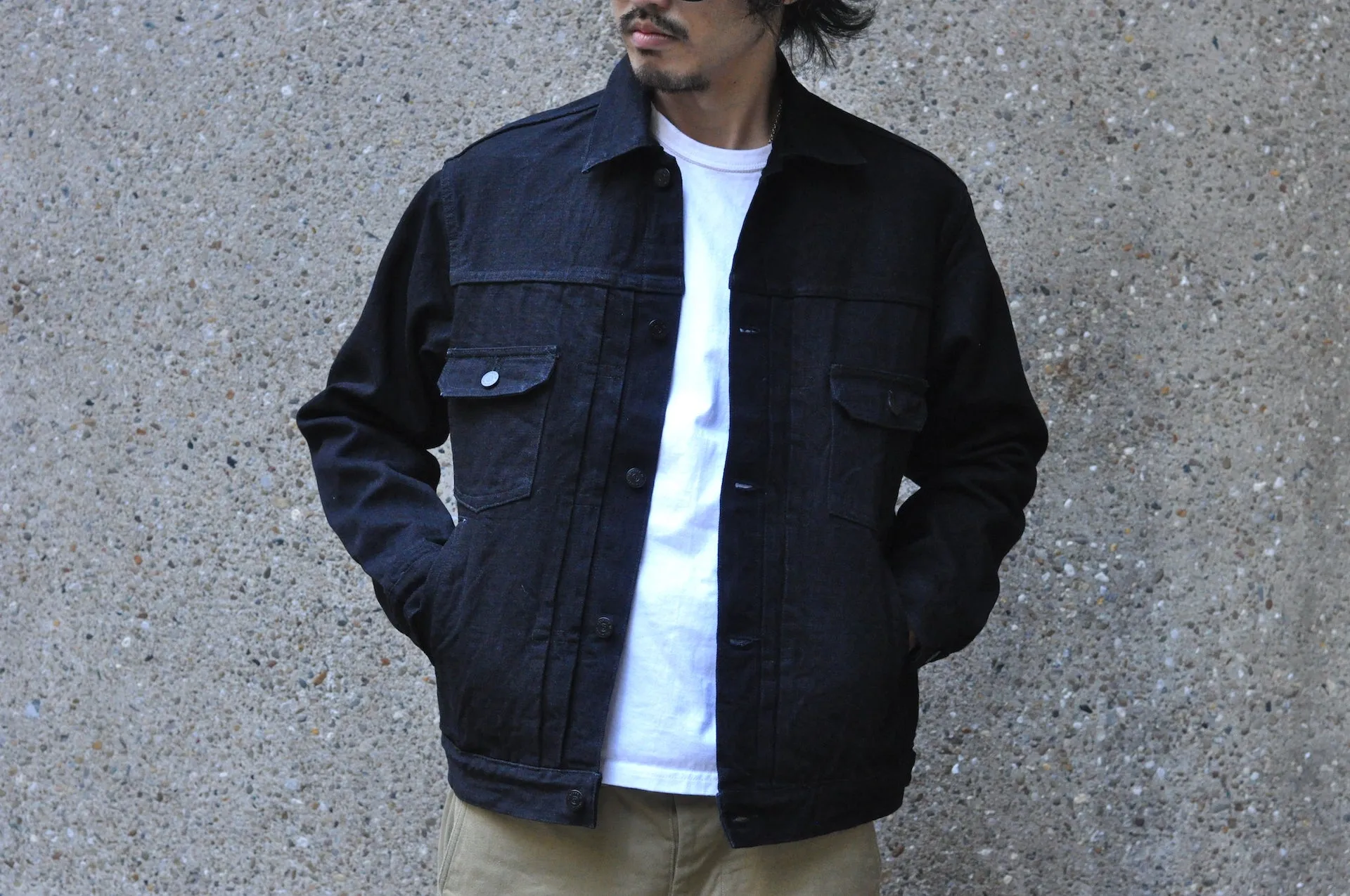 Unique Garment 14oz 'Before Dawn' Type 2 Black Denim Jacket
