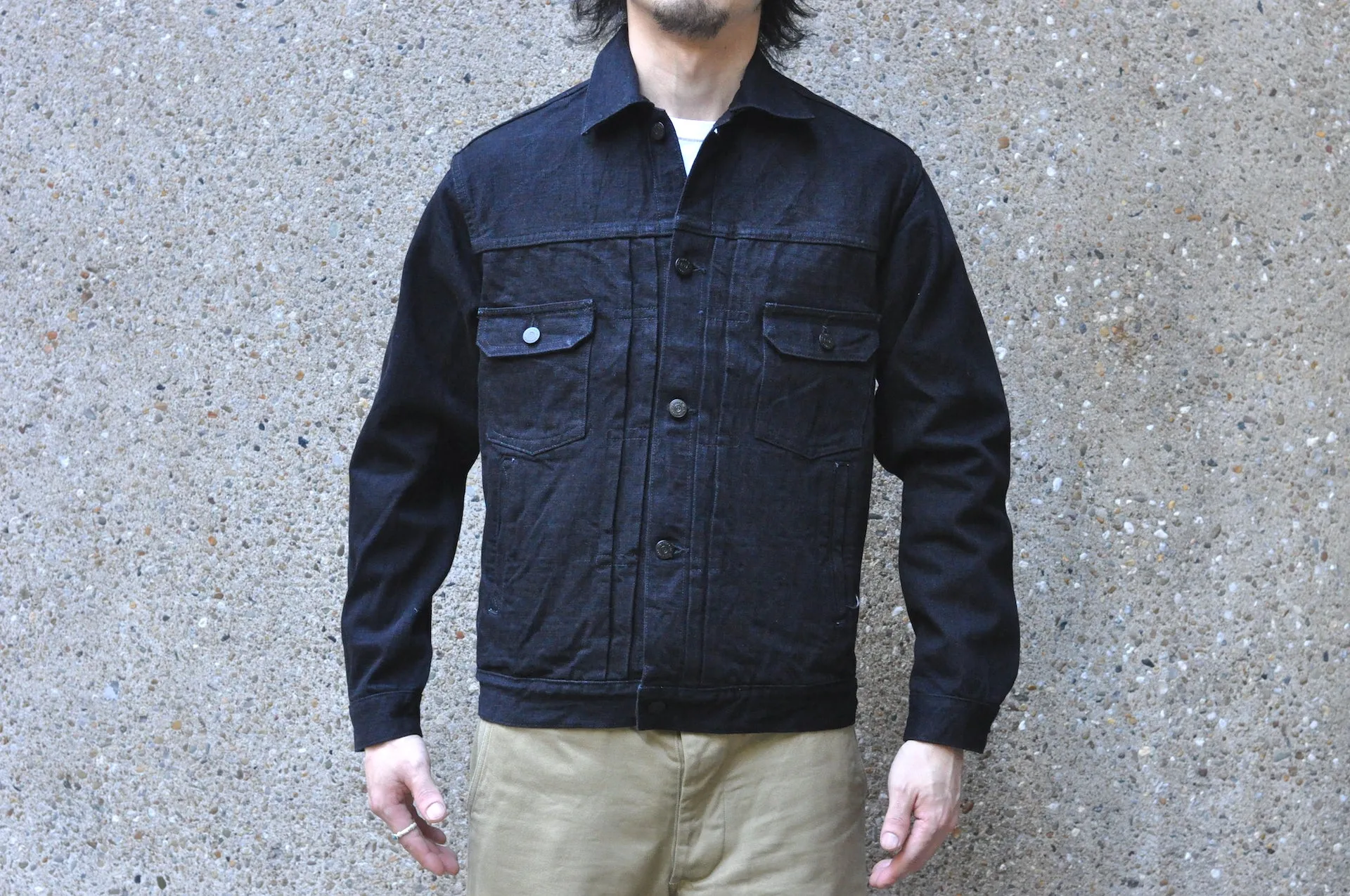 Unique Garment 14oz 'Before Dawn' Type 2 Black Denim Jacket
