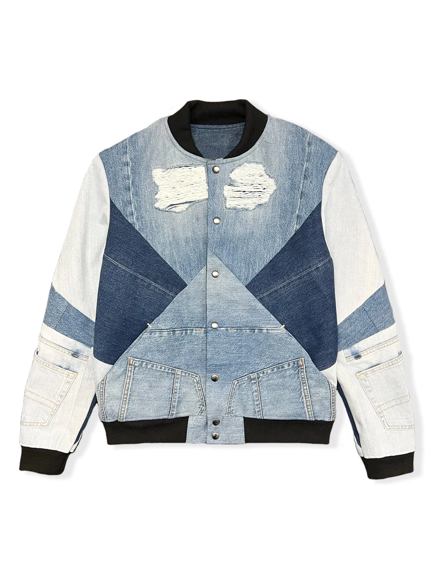 Upcycled Denim Bomber Jacket (MADE TO ORDER)