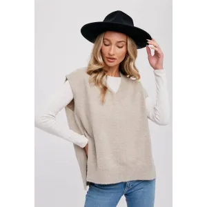 V-Neck Oatmeal Sweater Vest