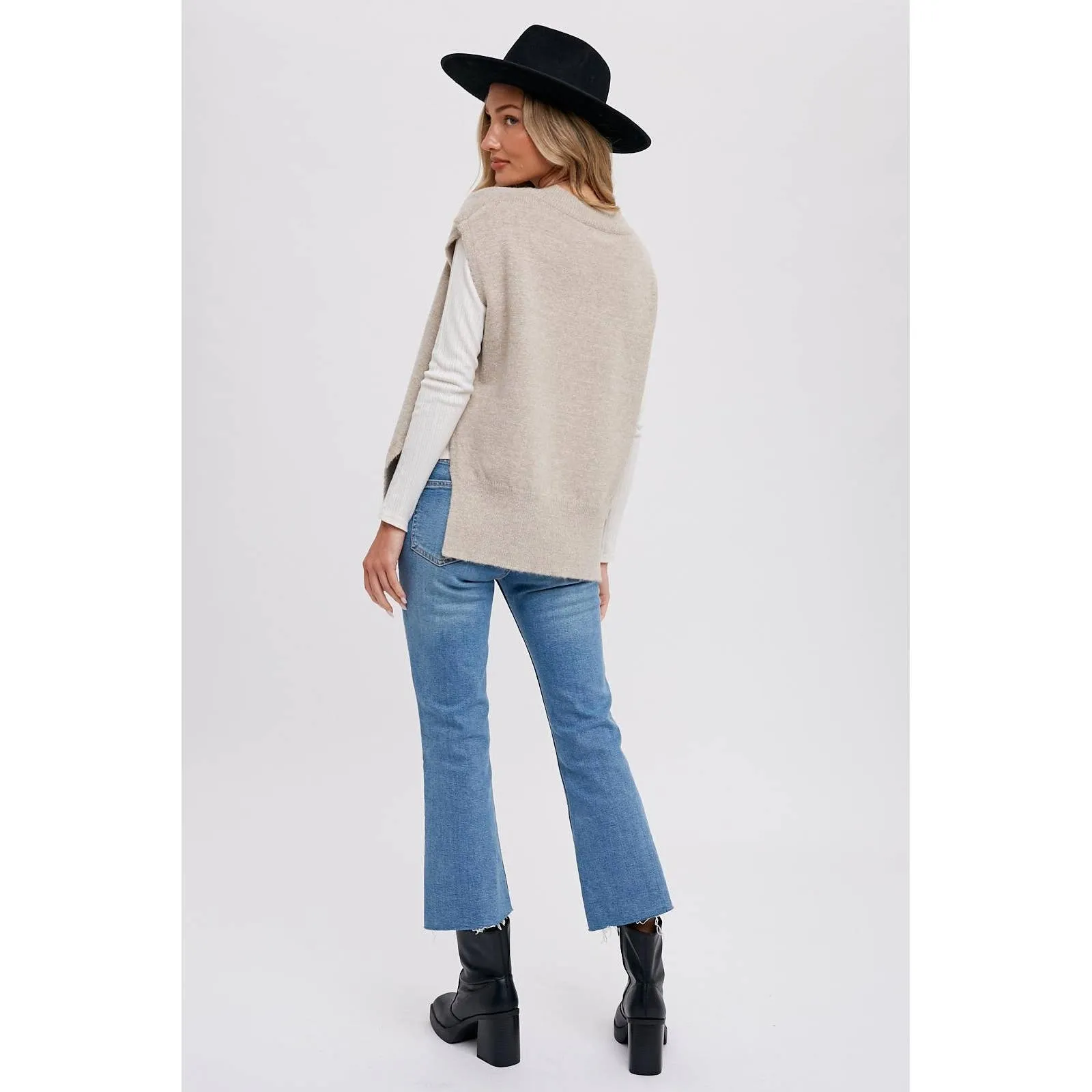 V-Neck Oatmeal Sweater Vest