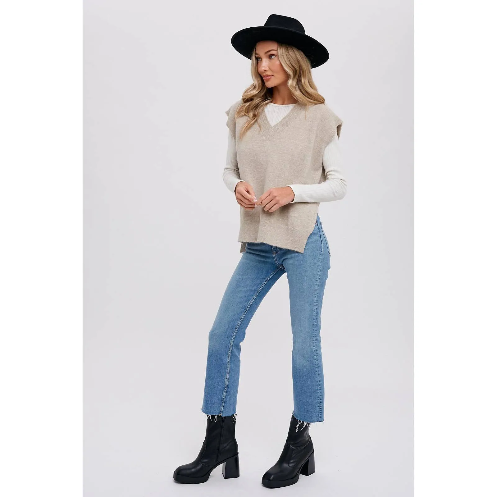 V-Neck Oatmeal Sweater Vest