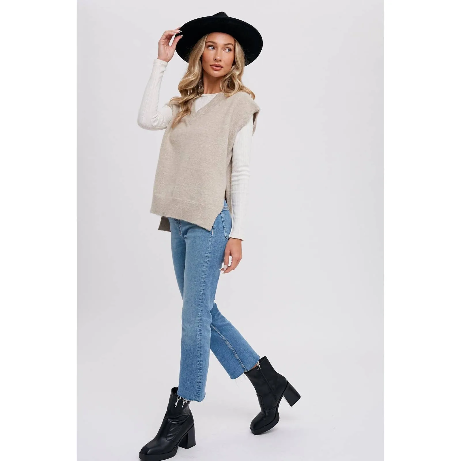 V-Neck Oatmeal Sweater Vest