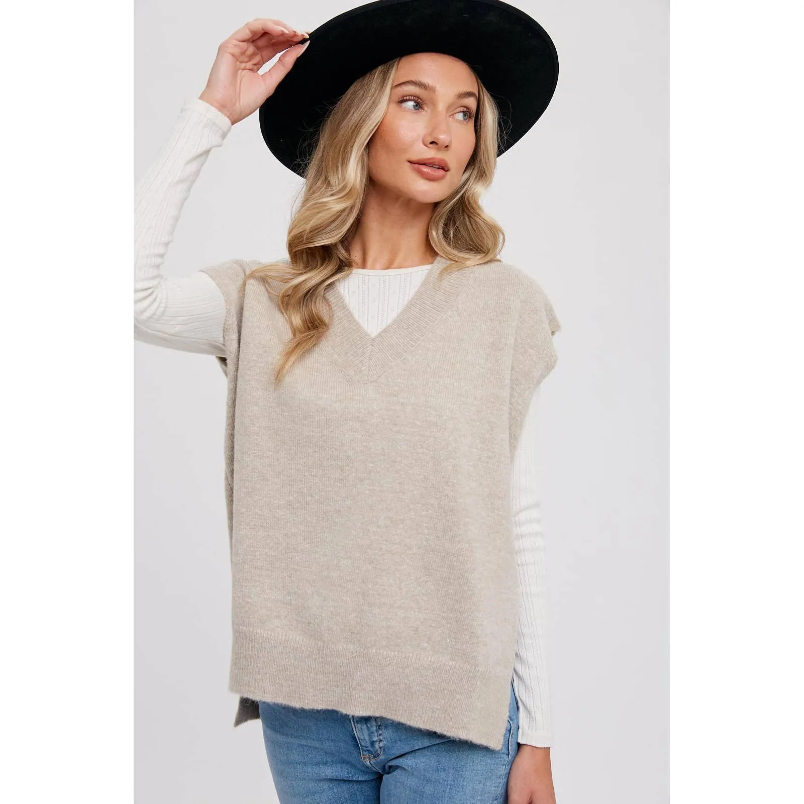 V-Neck Oatmeal Sweater Vest