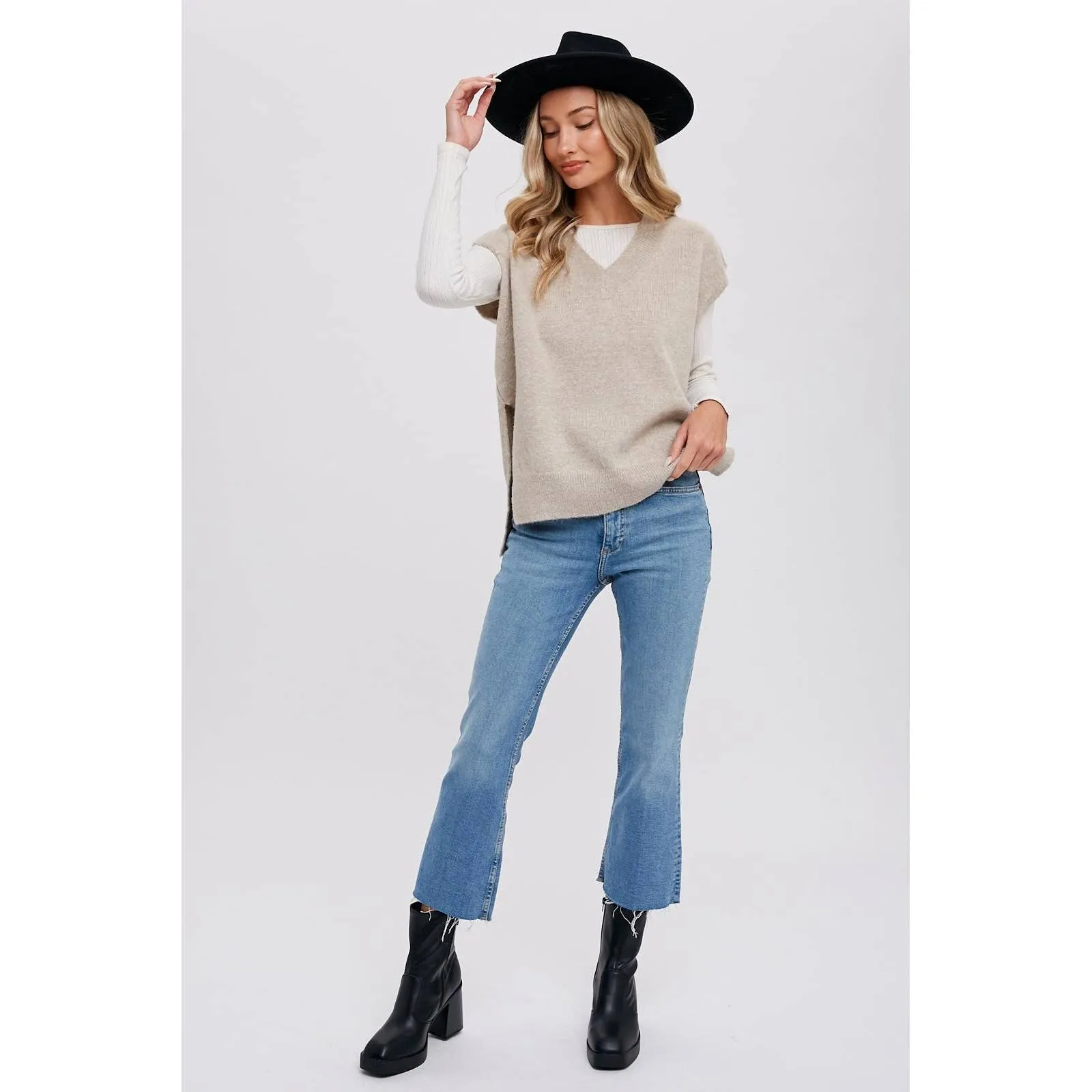 V-Neck Oatmeal Sweater Vest