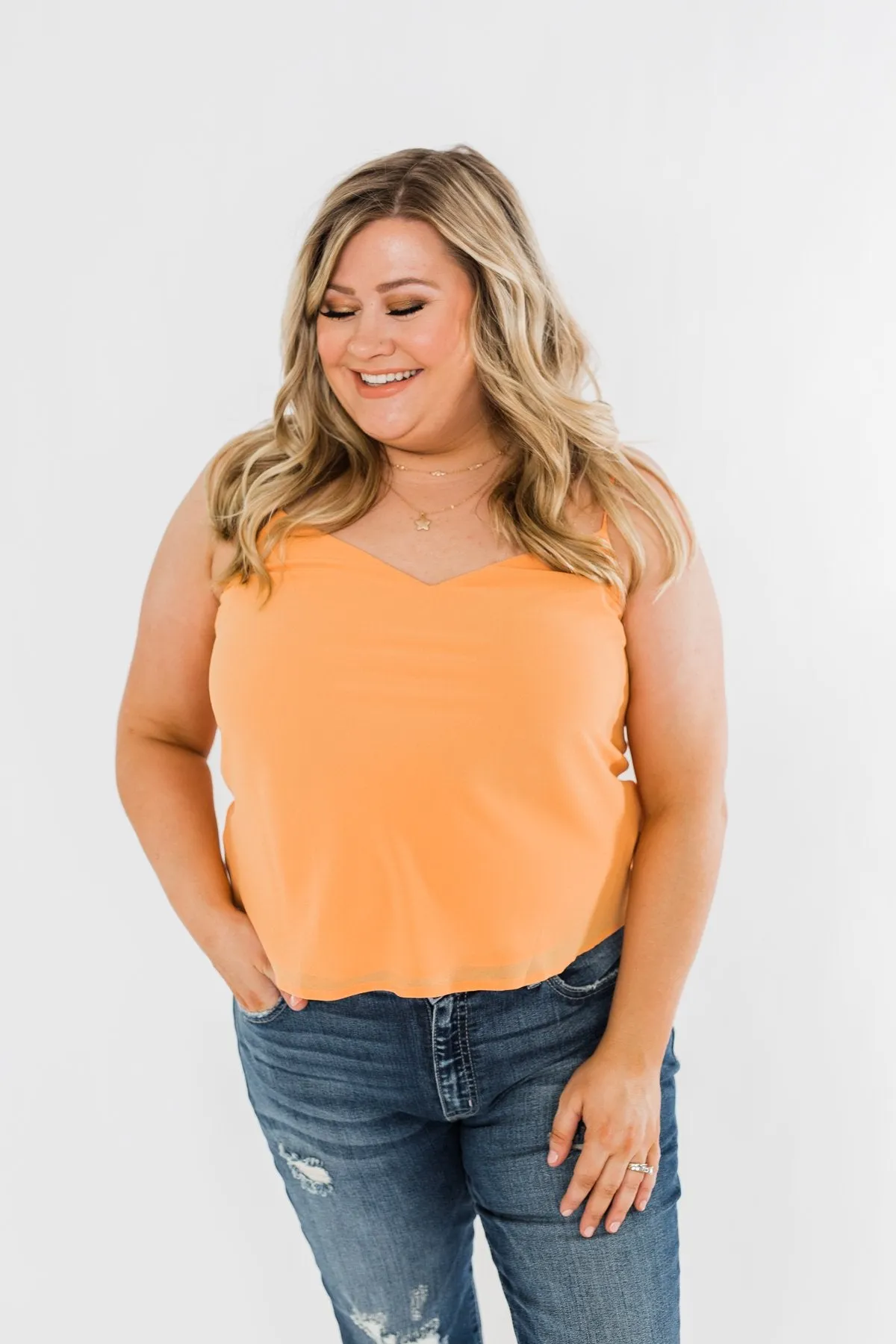 V-Neck Shift Tank Top- Mango