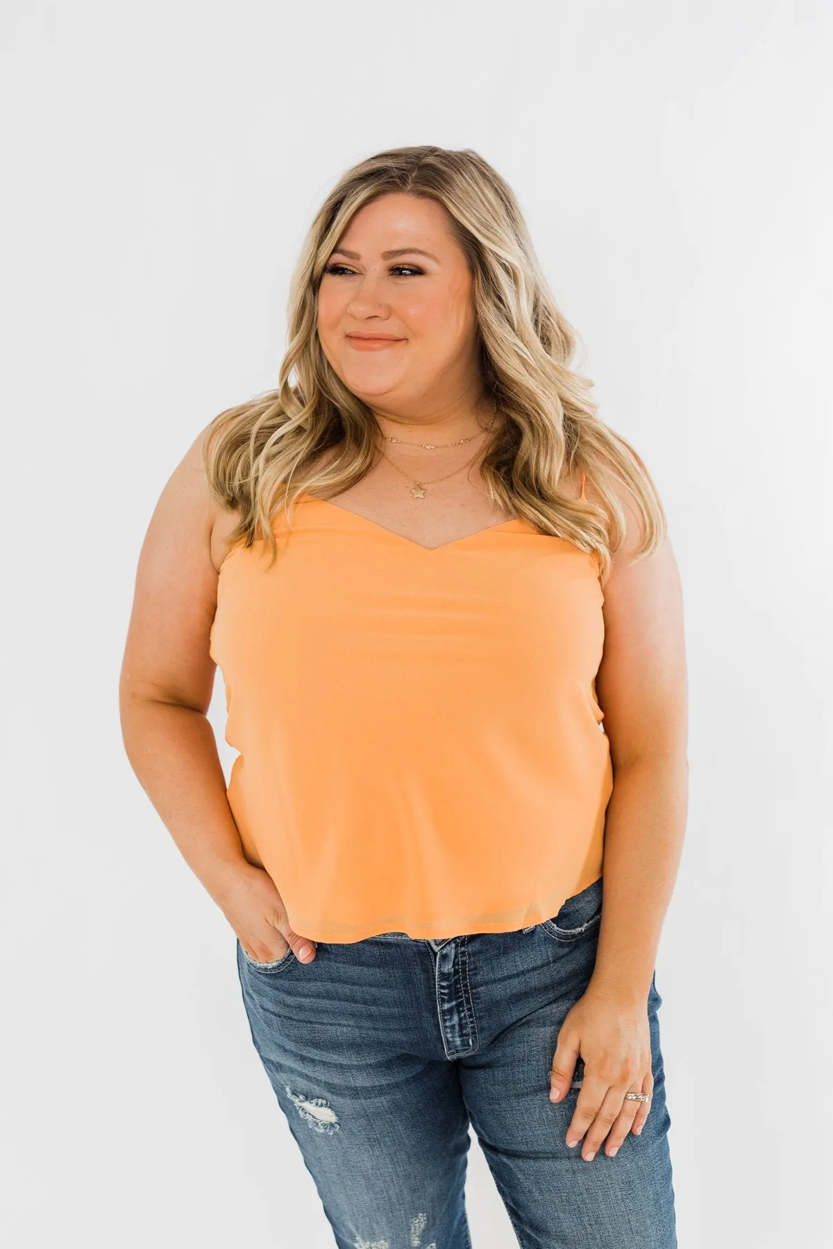 V-Neck Shift Tank Top- Mango