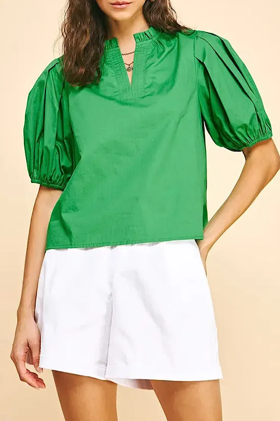 V-Neck Top in Fresh Green