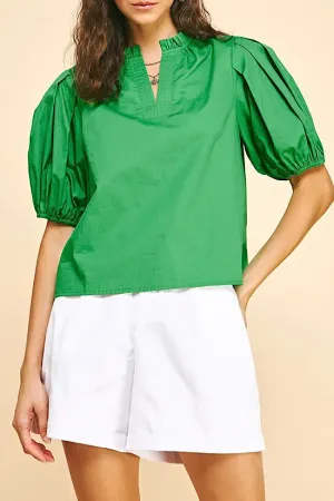 V-Neck Top in Fresh Green