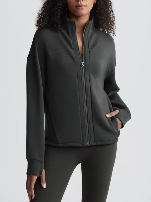 Varley Tayah Zip Though Midlayer in Dark Resin Green