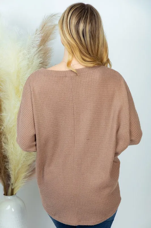 White Birch PLUS SIZE Long Sleeve Solid Knit Top