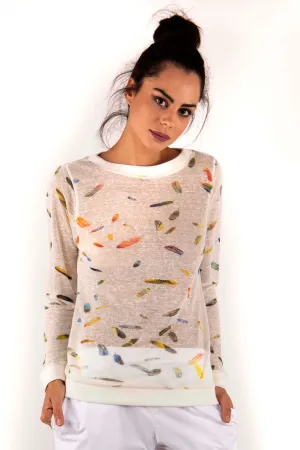 White Contemporary Linen Sweater