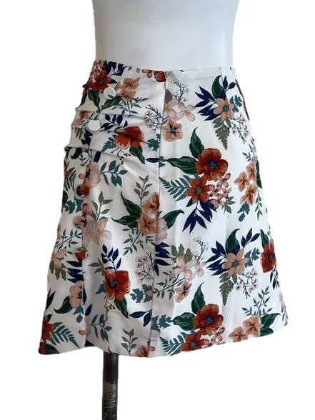 White Floral Mini Skirt