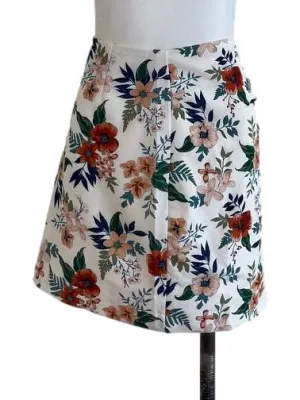 White Floral Mini Skirt