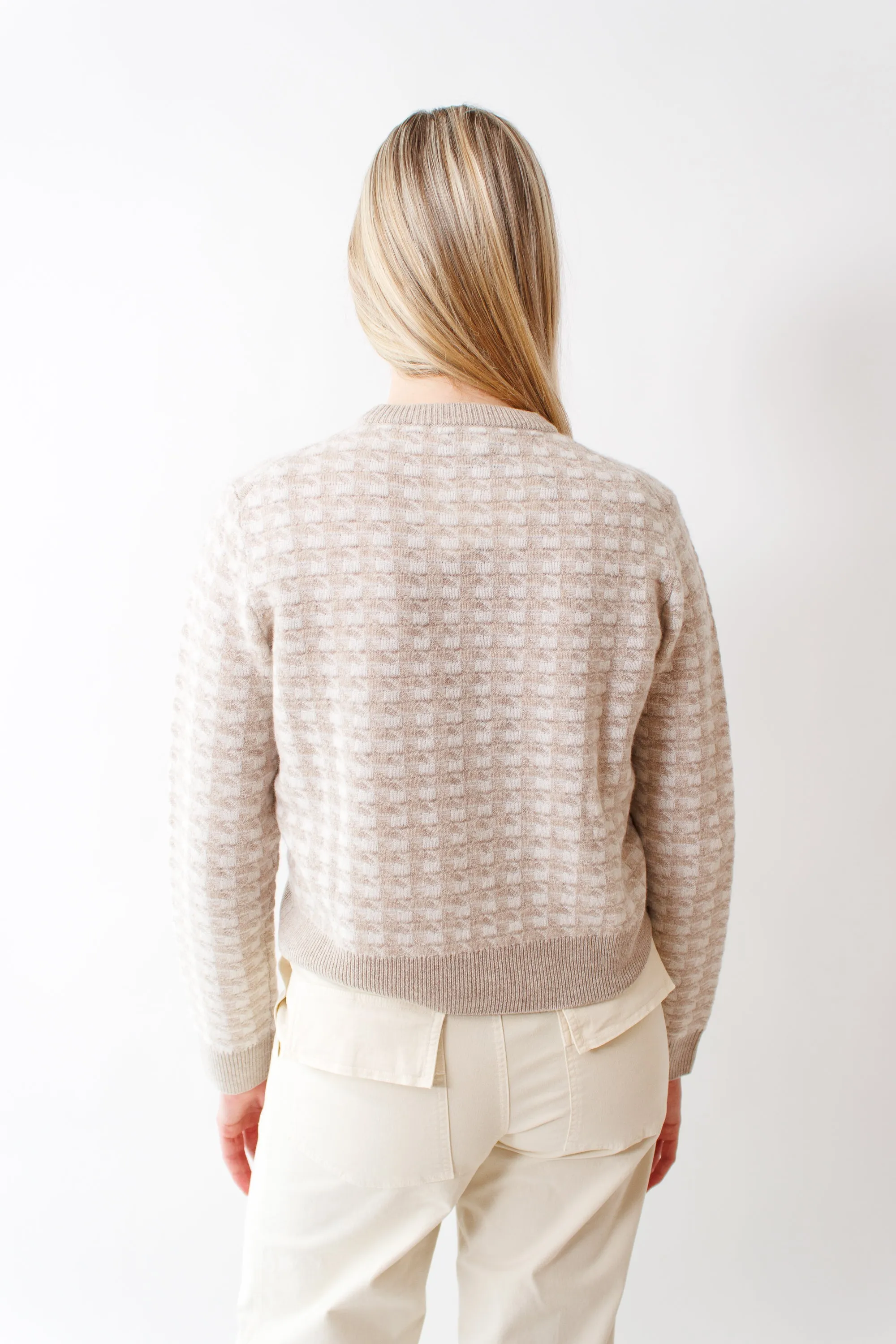 White   Warren Cashmere Gingham Crew