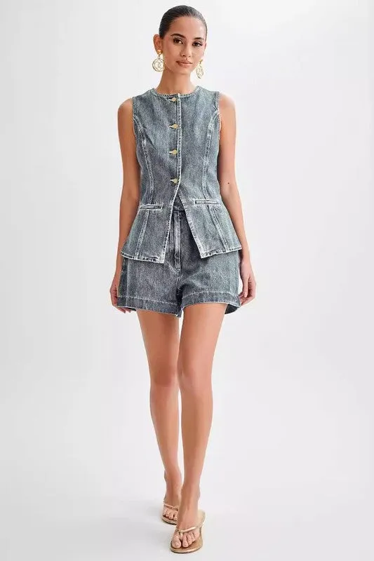WOMEN FASHION DENIM TWO PIECE SET