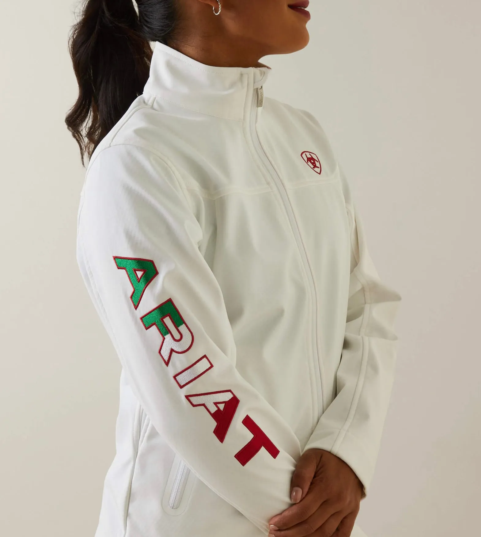 Women’s Ariat White Classic Team SoftShell Mexico Jacket