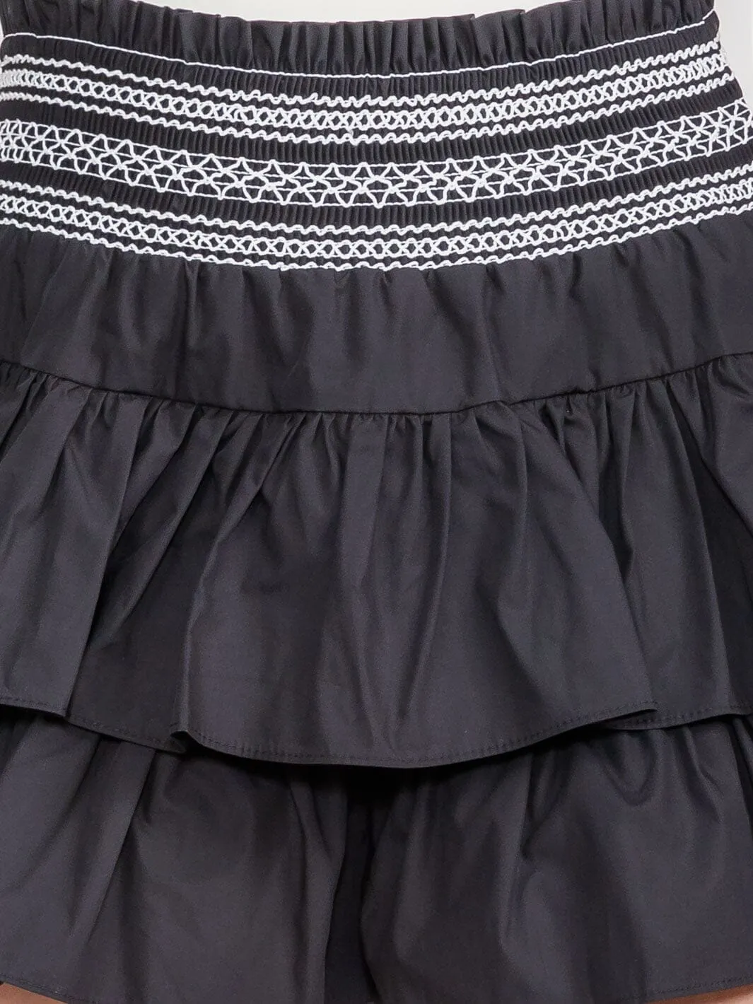 WOMEN'S ELASTIC WAIST RUFFLE TIERED MINI SKORT