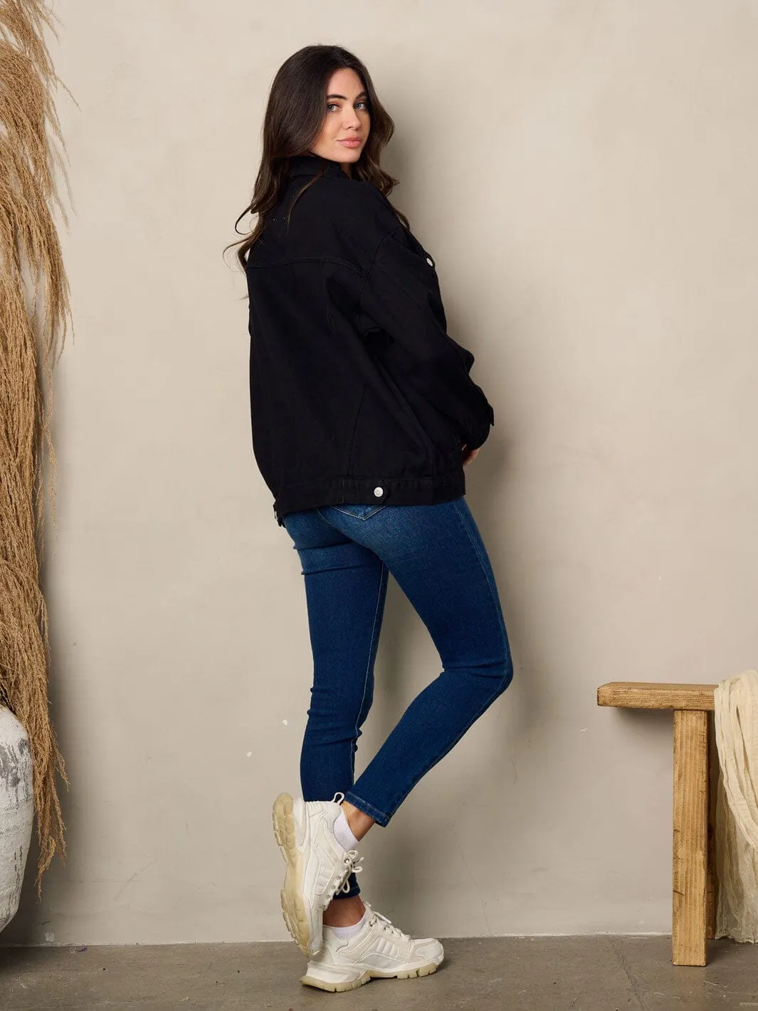 WOMEN'S LONG SLEEVE BUTTON UP DENIM JACKET