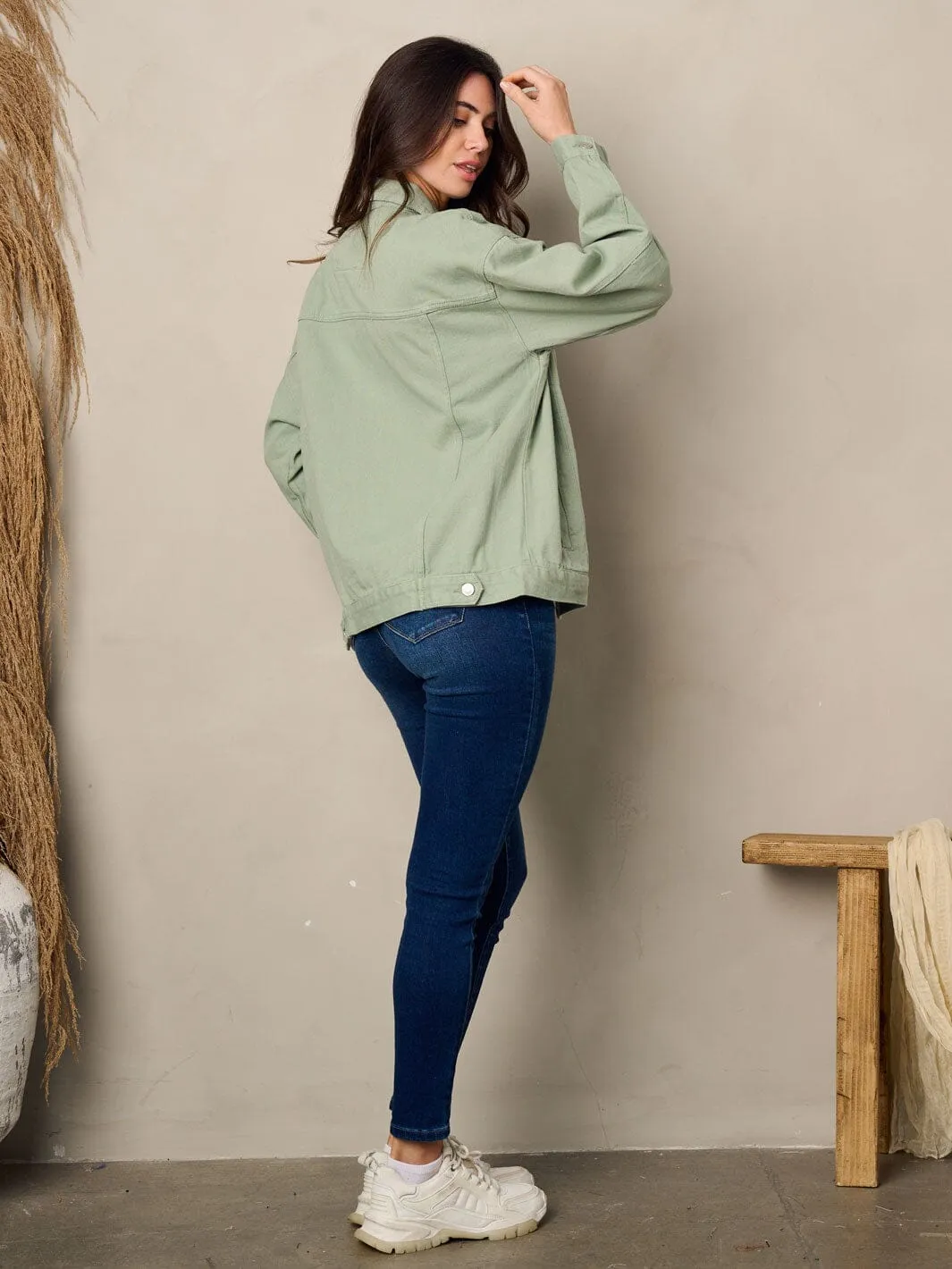 WOMEN'S LONG SLEEVE BUTTON UP DENIM JACKET