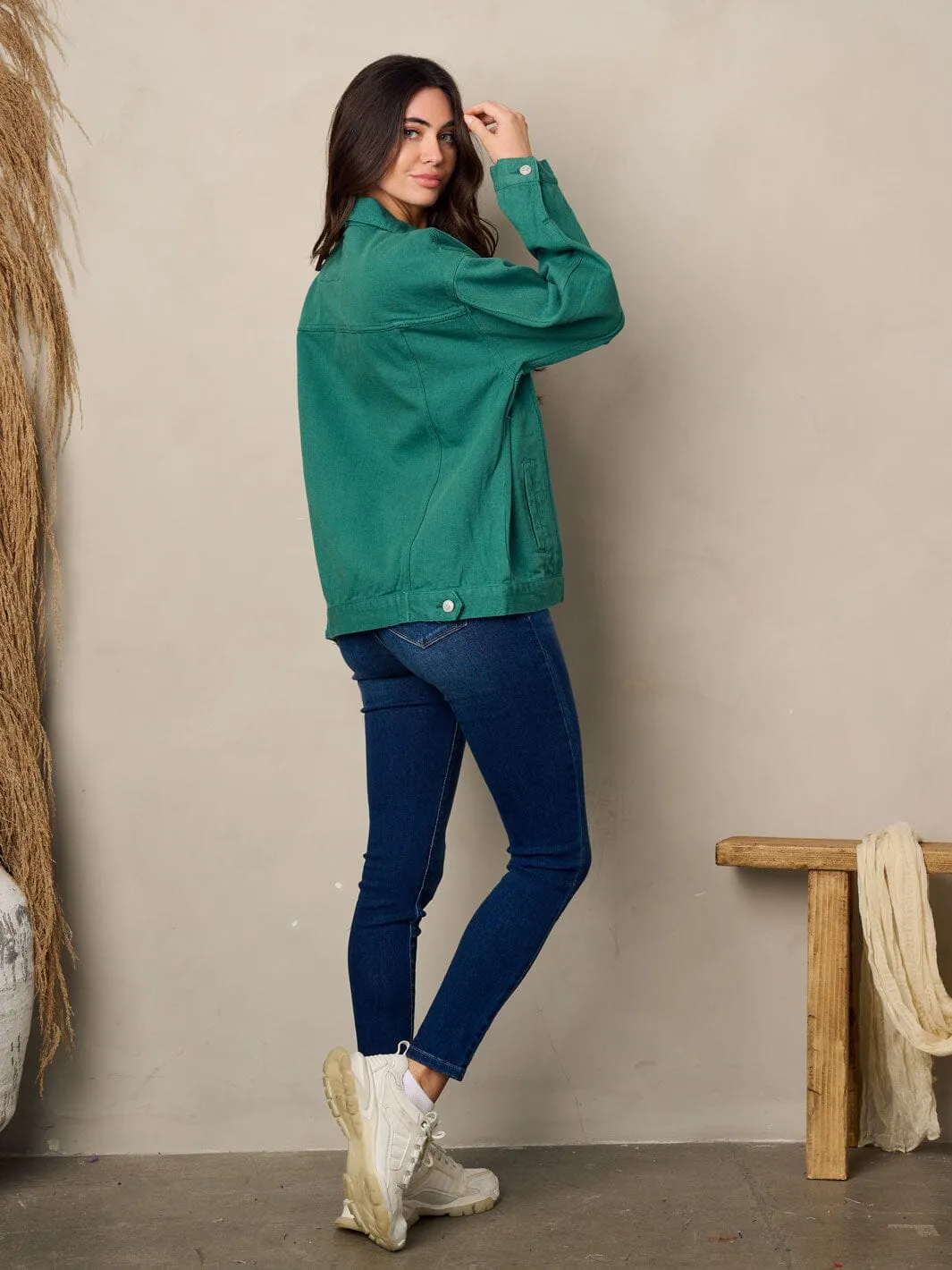 WOMEN'S LONG SLEEVE BUTTON UP DENIM JACKET