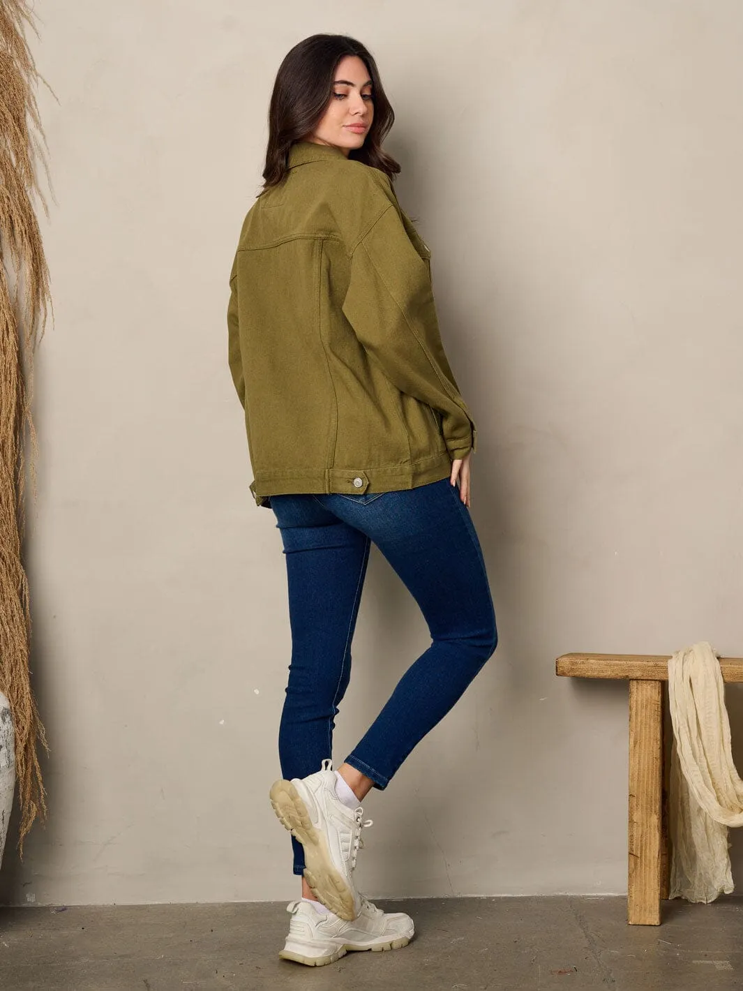 WOMEN'S LONG SLEEVE BUTTON UP DENIM JACKET