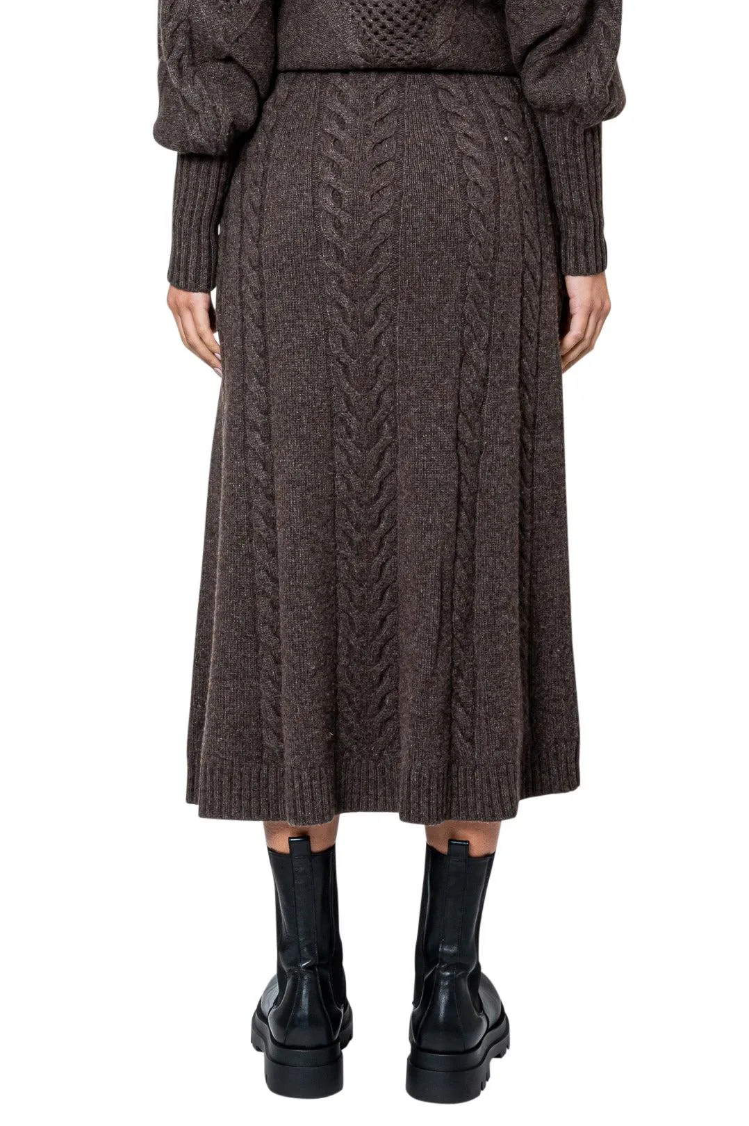 Wool flared long skirt