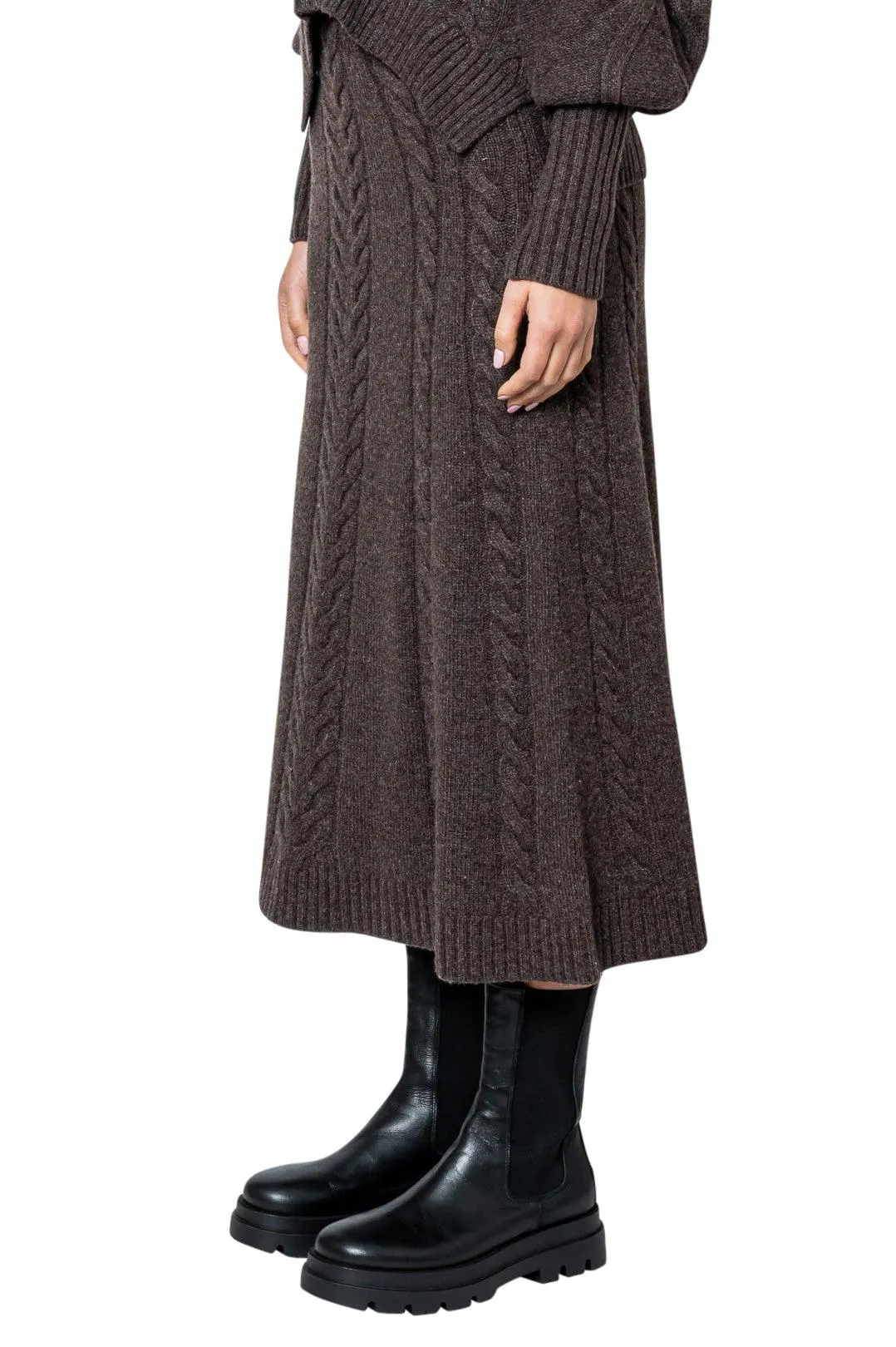 Wool flared long skirt