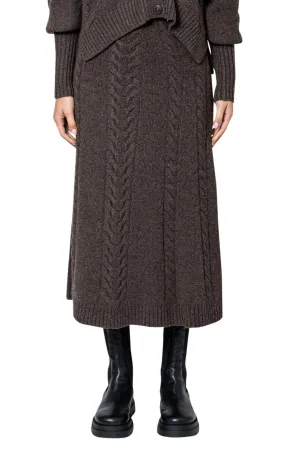 Wool flared long skirt