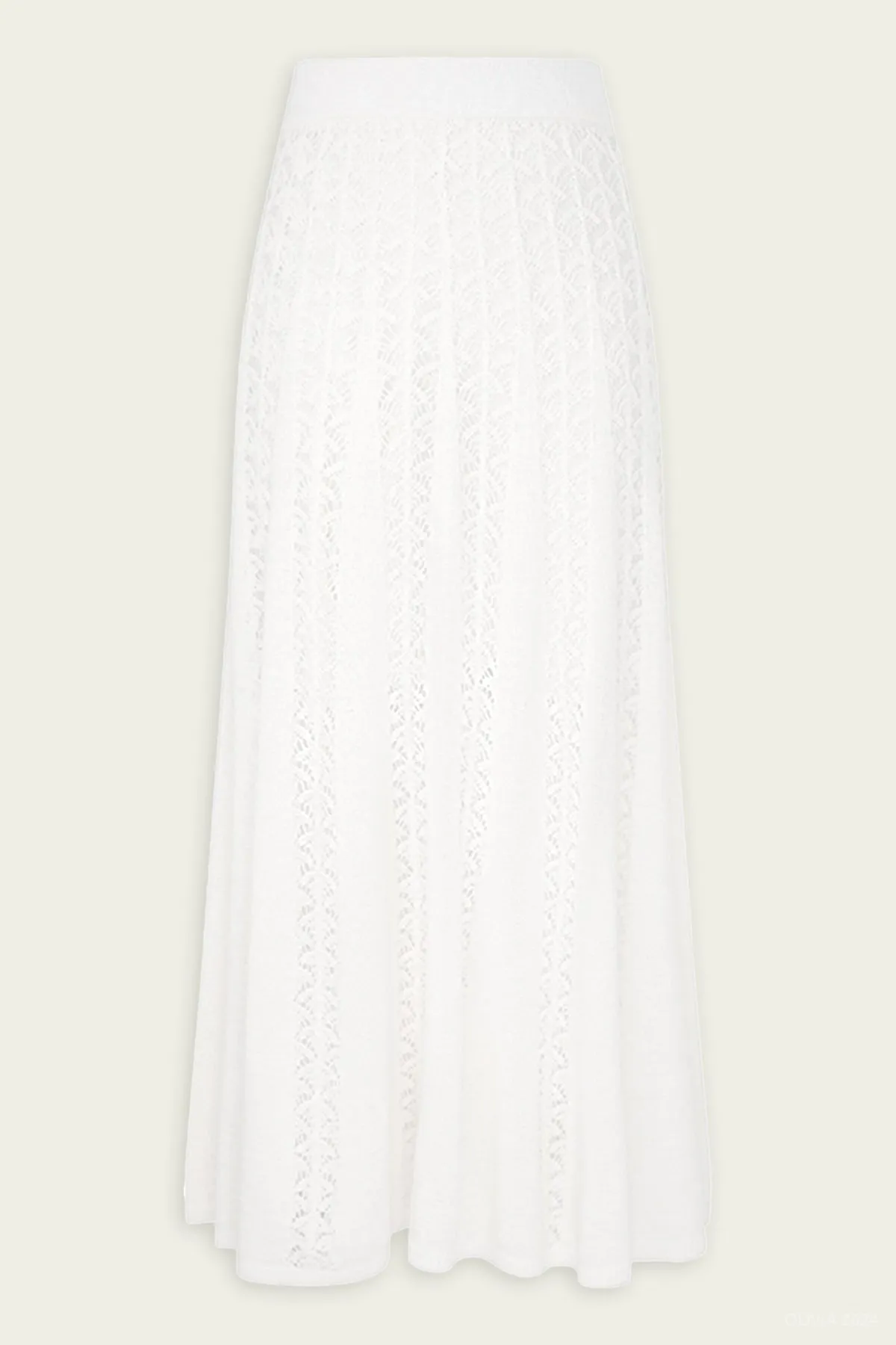 Wylie Flared Knit Skirt in Ivory