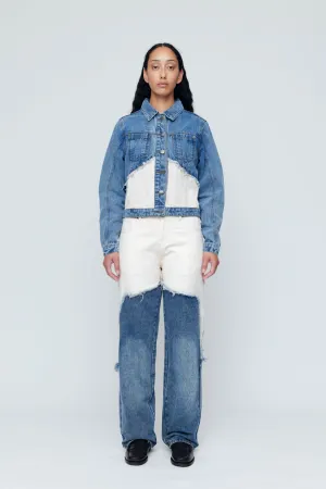 Wynn Hamlyn Fray Denim Jacket - Indigo/Ivory