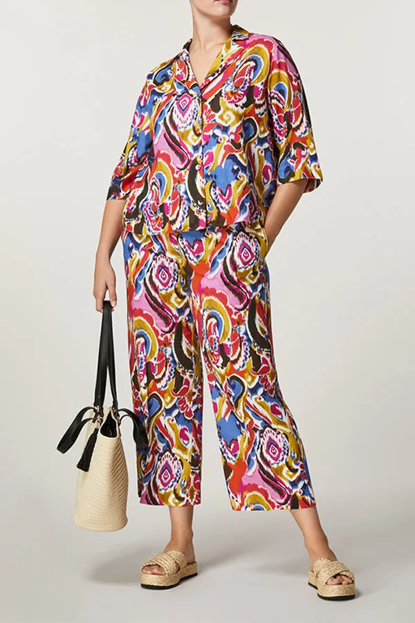 ZEFIR IKAT LINEN VISCOSE CANVAS SHIRT