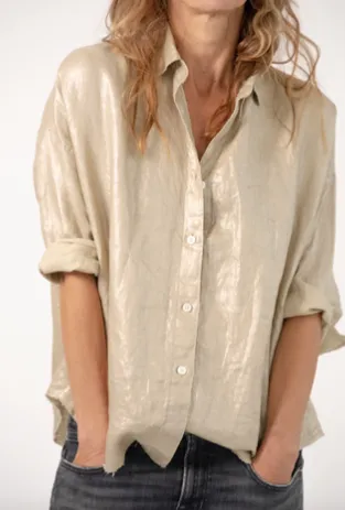 Zoe Linen Shirt Natural/Gold